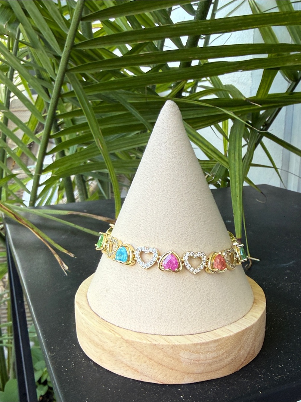 Gold-Tone Multicolor Heart & Gem Bracelet - Women Jewelry for royal blue